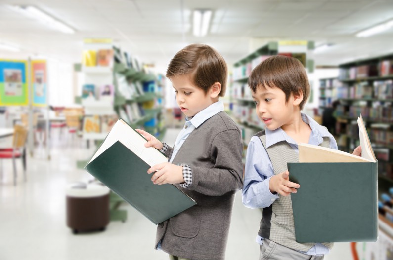 Boys in library